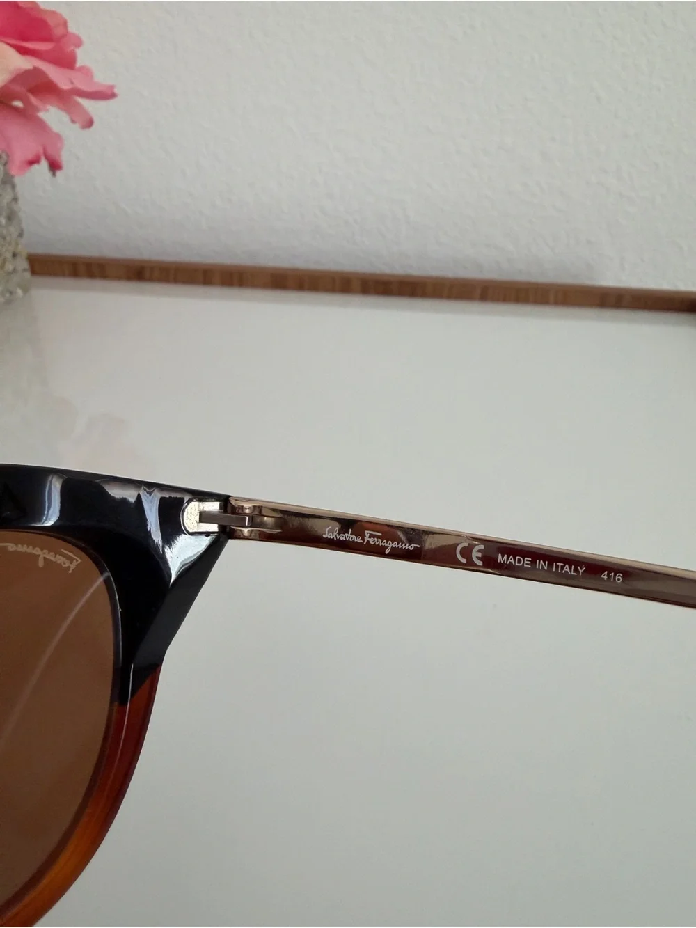 Salvatore Ferragamo Black and Brown Gradient Cat-Eye Sunglasses